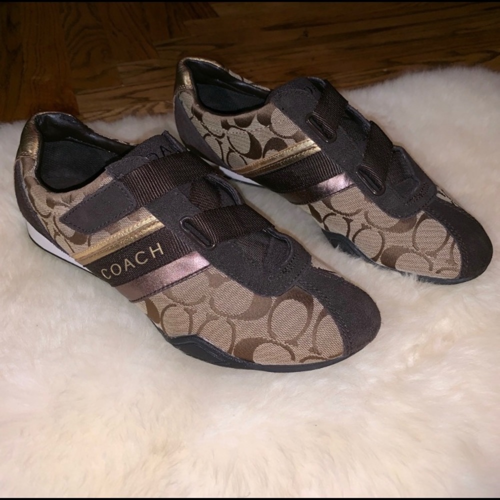 Coach Brown Sneakers with Velcro Strap Size 9